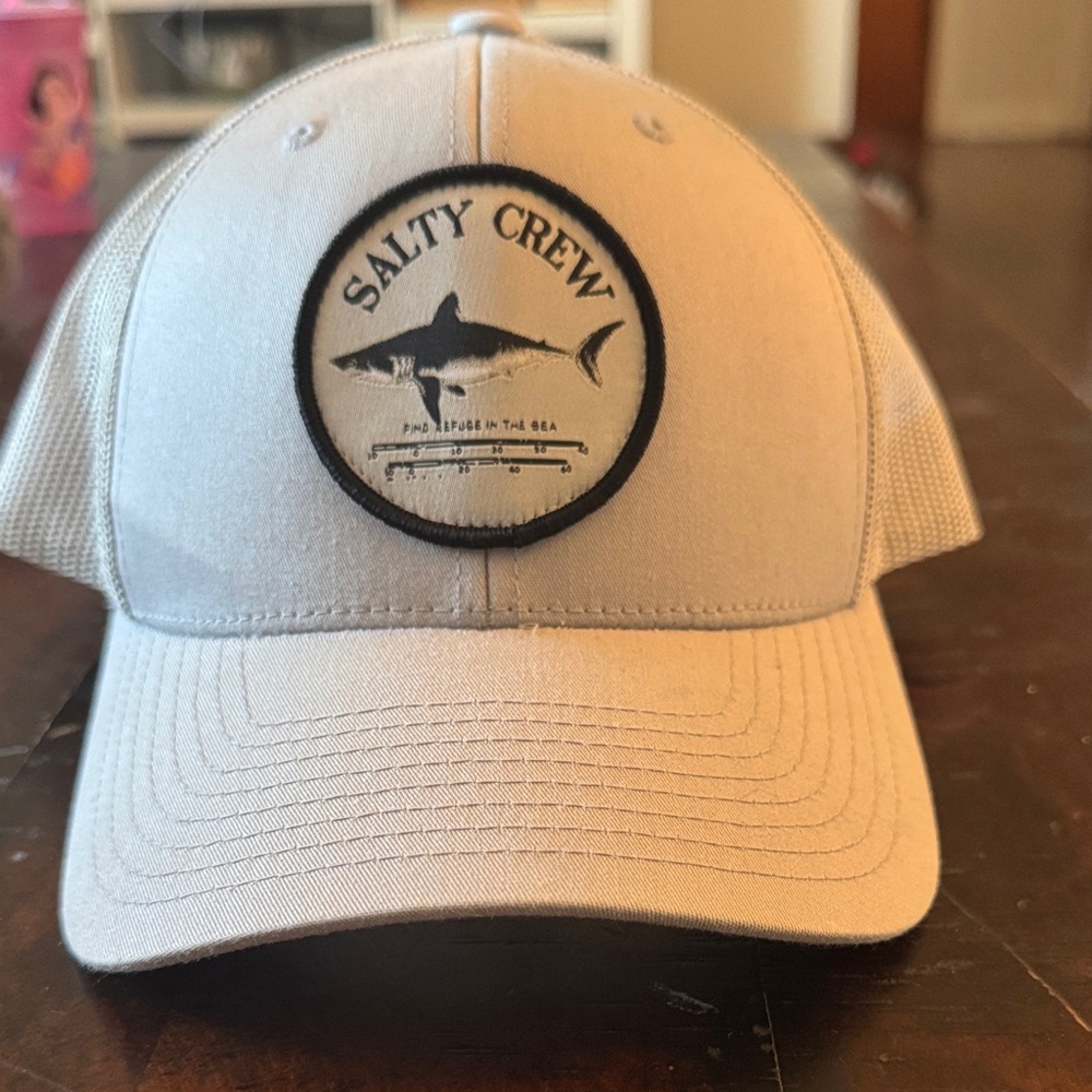 Salty Crew Beige Shark Patch Trucker Hat